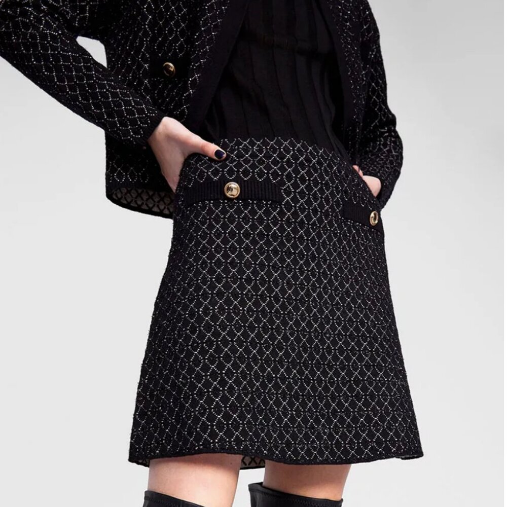 Zara Knit Skirt w/Gold Buttons NWT Size S